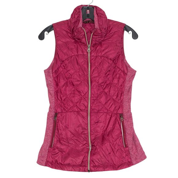 Lululemon Vest Down For A Run Puffer Athleisure Outdoor Berry Rumble Size 6 Flaw - Picture 1 of 7